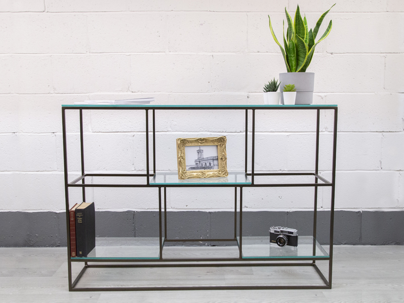 Metal and glass console table