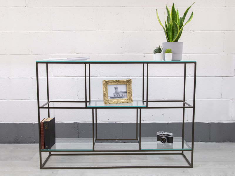 Metal and glass console table 