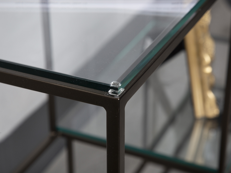 Metal and glass side console table