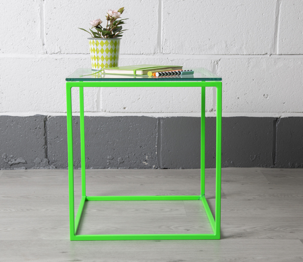 metal and glass side table 