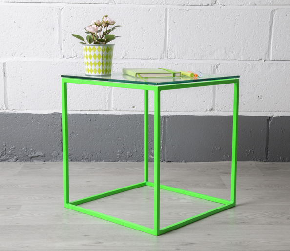 metal and glass side table 